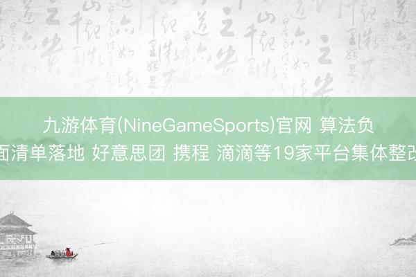九游体育(NineGameSports)官网 算法负面清单落地 好意思团 携程 滴滴等19家平台集体整改