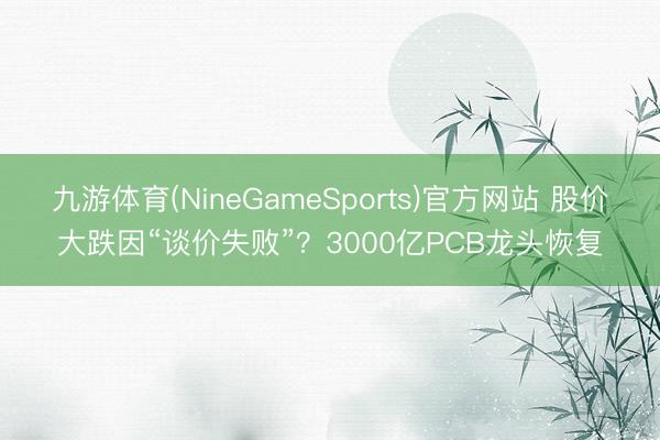 九游体育(NineGameSports)官方网站 股价大跌因“谈价失败”？3000亿PCB龙头恢复